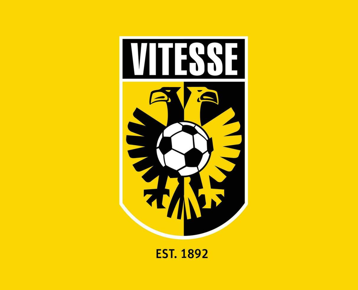 vitesse arnhem club symbool logo Nederland eredivisie liga Amerikaans voetbal abstract ontwerp vector illustratie met geel achtergrond