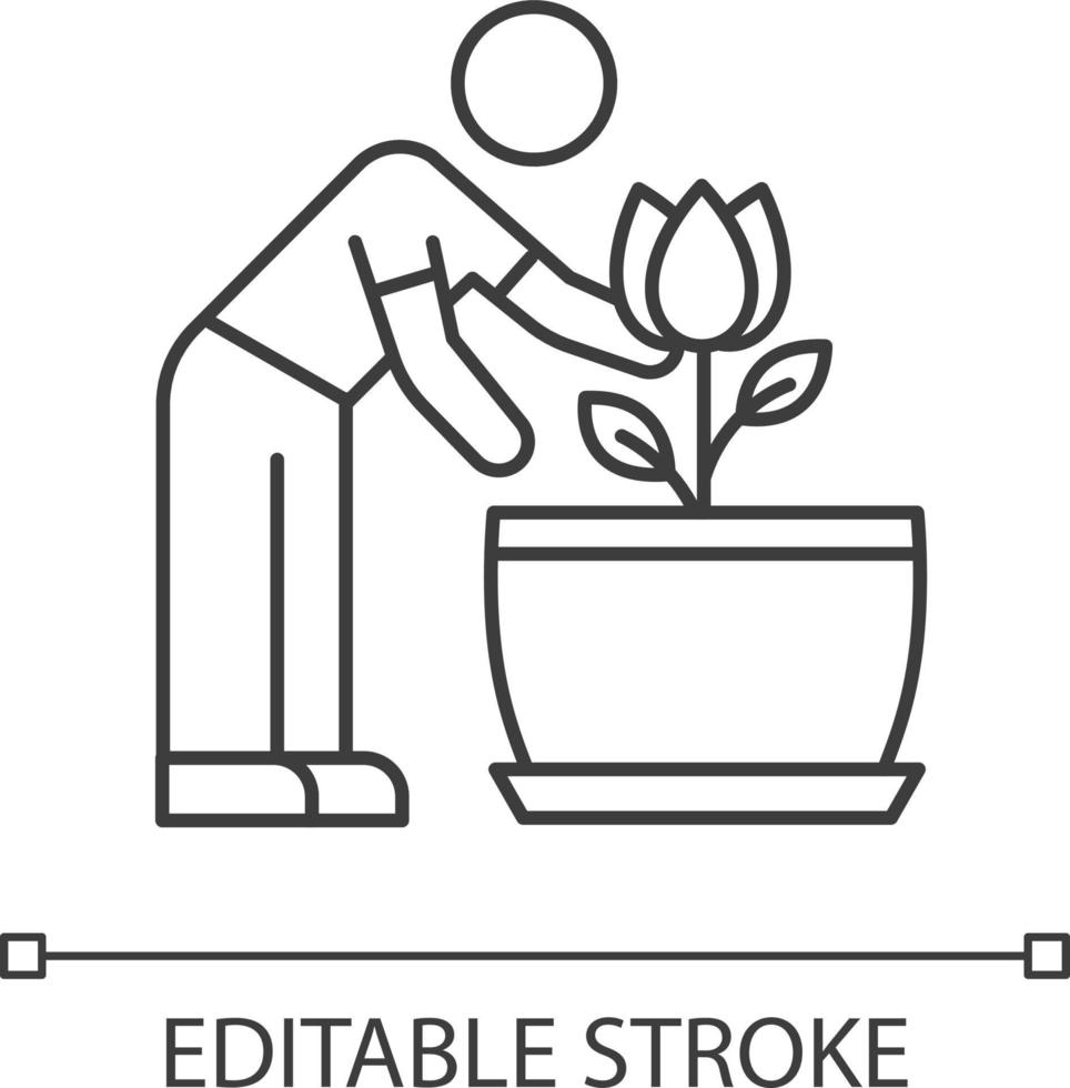 bloeiende kamerplant pixel perfect lineair pictogram vector