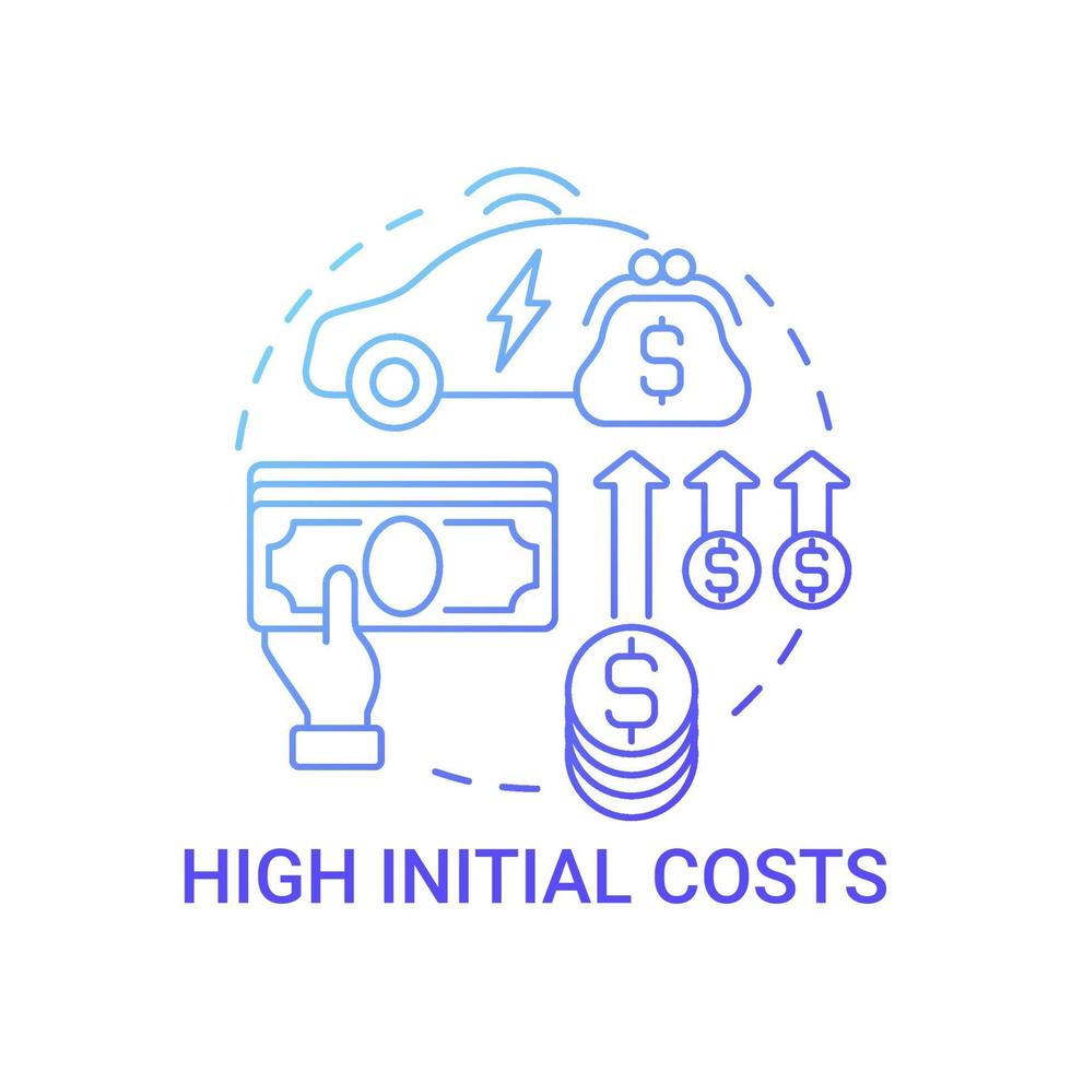 hoge initiële eco voertuig kosten concept icoon. vector