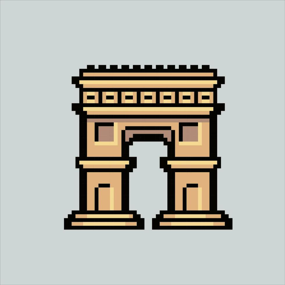 pixel kunst illustratie boog de triomf. korrelig boog de triomf. boog de triomphe Frankrijk mijlpaal icoon korrelig voor de pixel kunst spel en icoon voor website en video spel. oud school- retro. vector