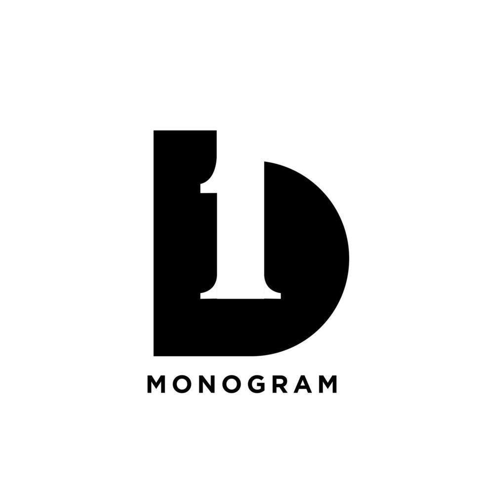 monogram hoofdletter b één 1 eerste vector zwart logo-ontwerp