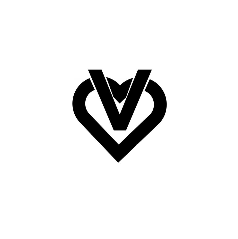 v liefdesbrief logo zwart vector pictogram ontwerp geïsoleerd witte achtergrond