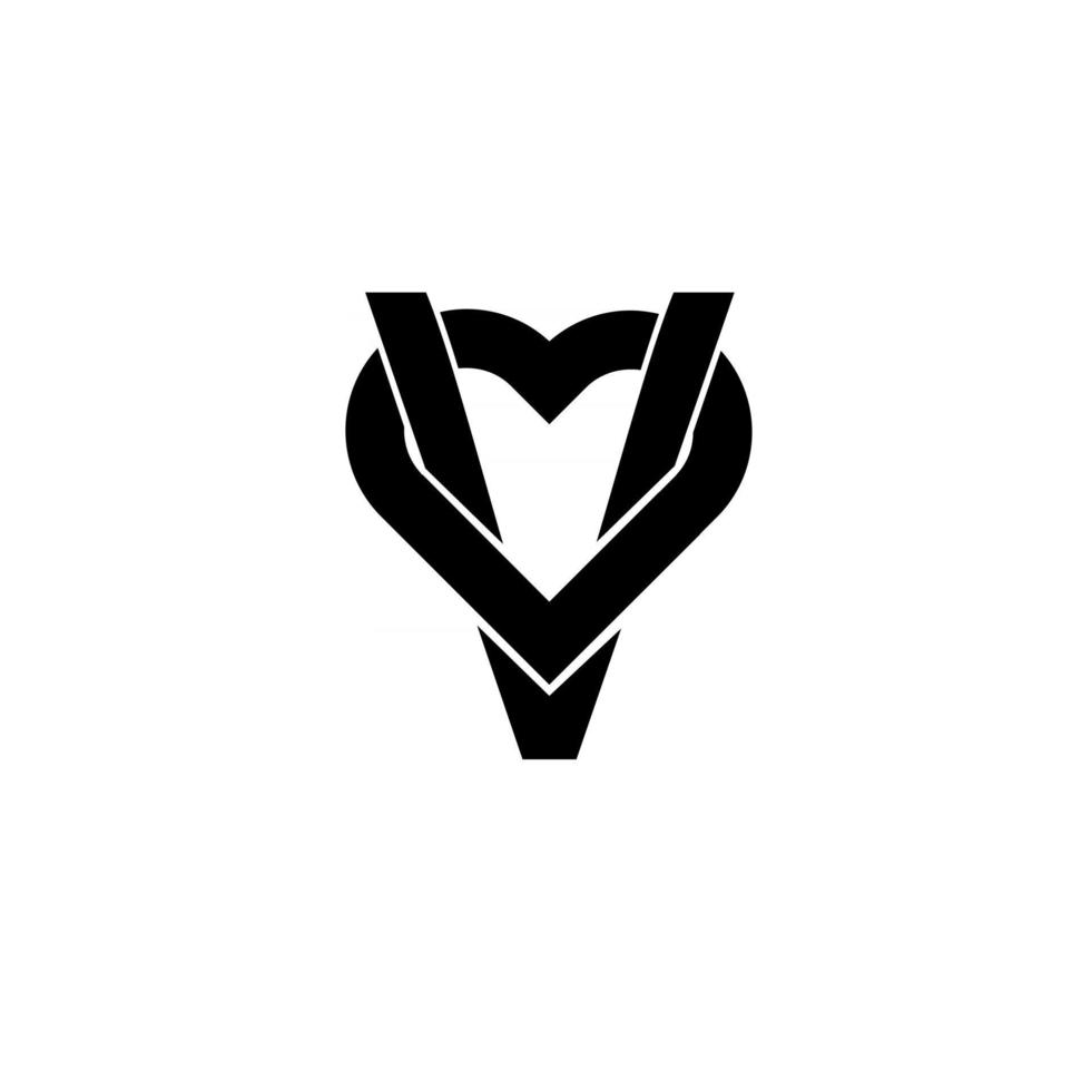 v liefdesbrief logo zwart vector pictogram ontwerp geïsoleerd witte achtergrond