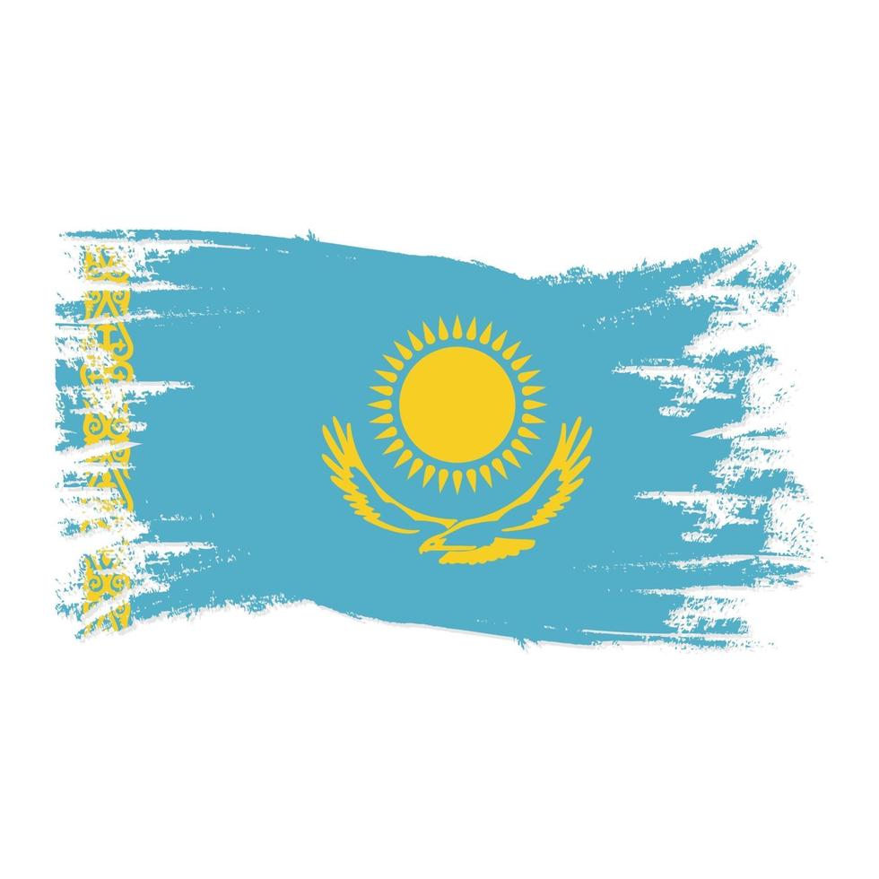 Vlag van Kazachstan met aquarel borstel stijl ontwerp vectorillustratie vector