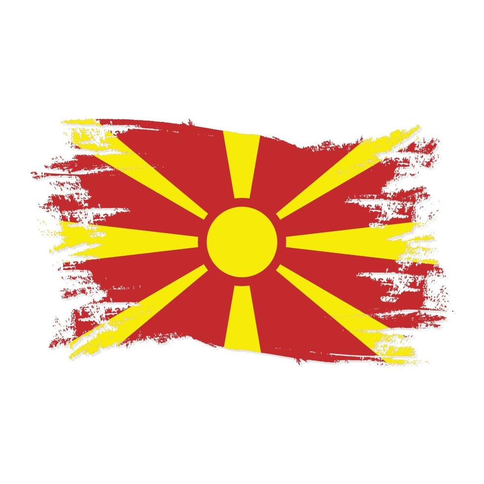 vlag van noord-macedonië met aquarel penseelstijl ontwerp vector