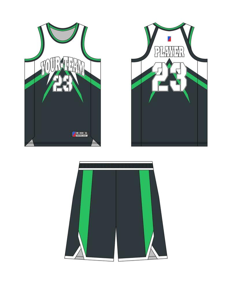 basketbal Jersey sjabloon ontwerp, basketbal uniform mockup ontwerp, vector sublimatie sport- kleding ontwerp, Jersey basketbal ideeën.