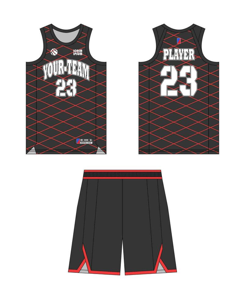 basketbal Jersey sjabloon ontwerp, basketbal uniform mockup ontwerp, vector sublimatie sport- kleding ontwerp, Jersey basketbal ideeën.