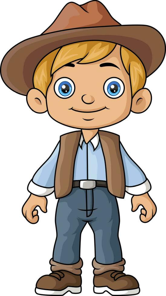 schattig cowboy tekenfilm Aan wit achtergrond vector