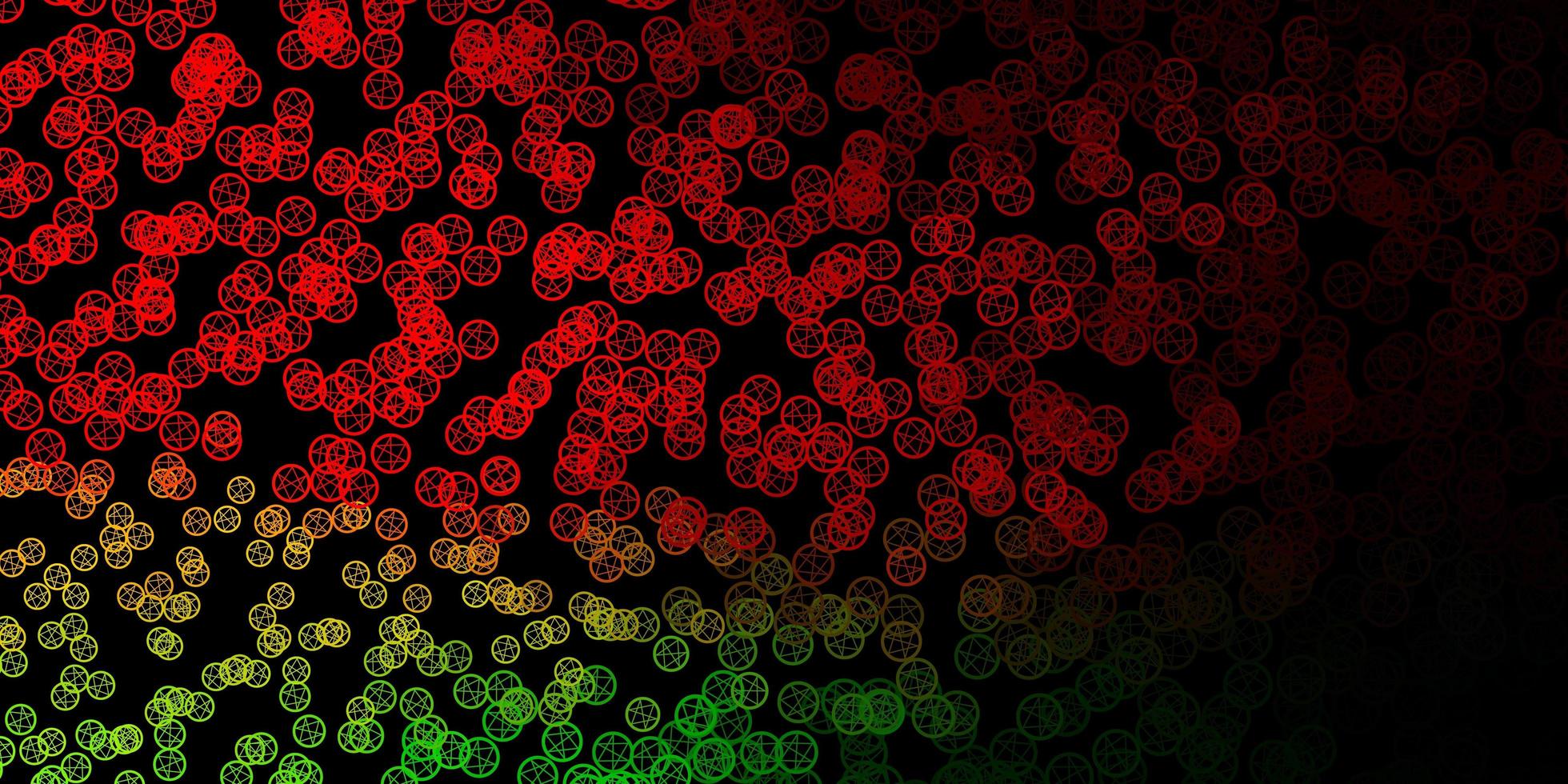 donkergroen, rood vectorpatroon met magische elementen. vector