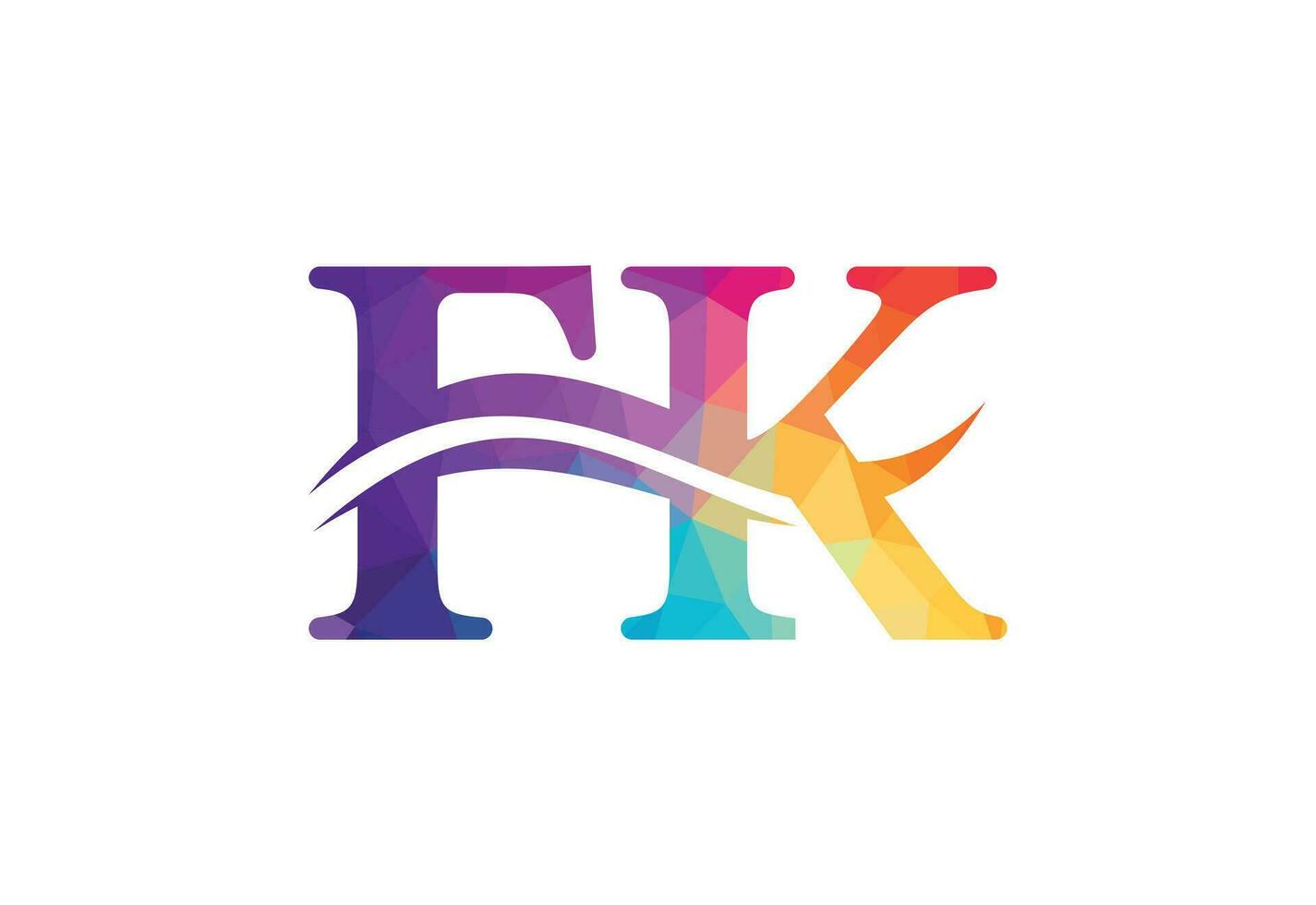laag poly en alfabetten fk brief logo ontwerp met creatief teken, vector illustratie