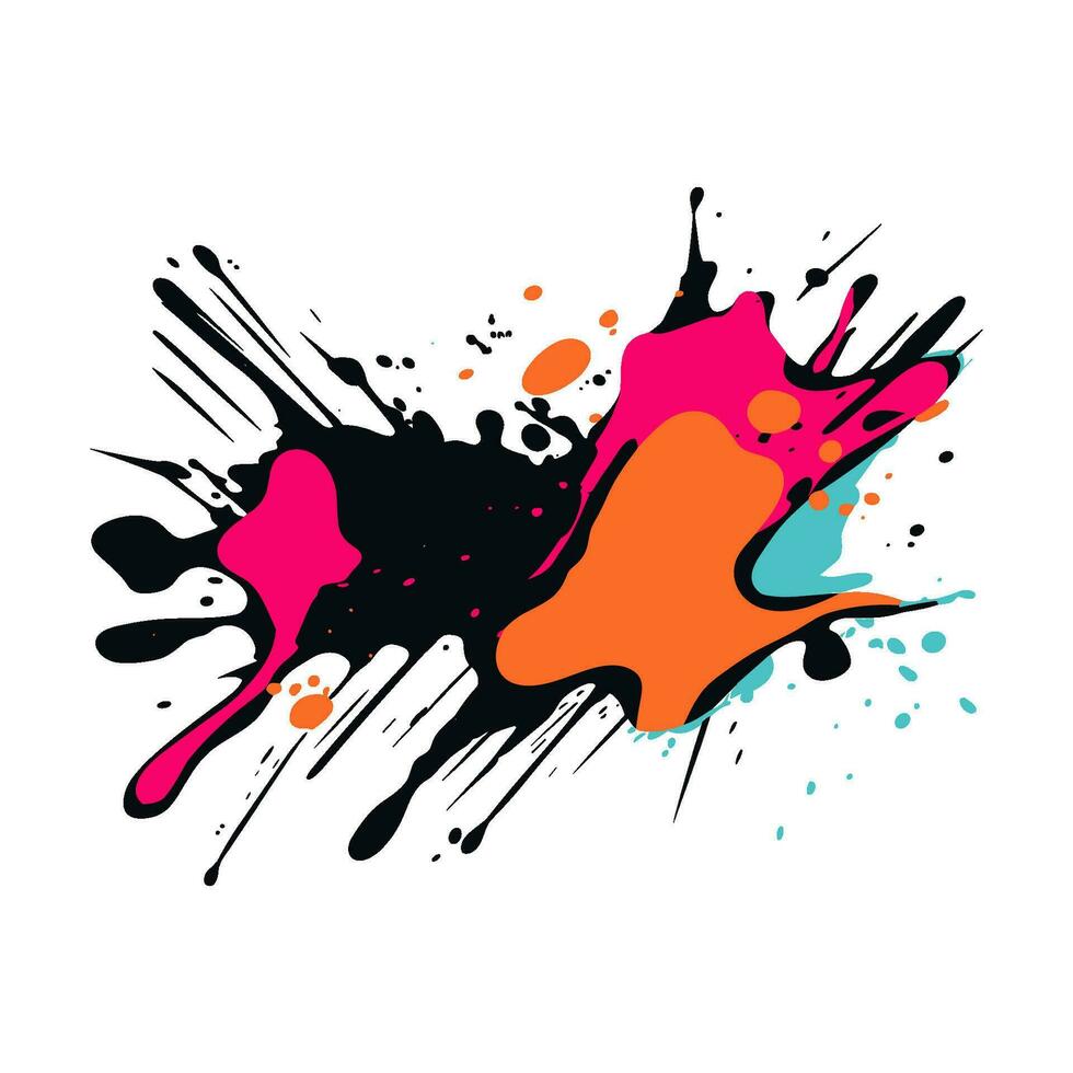 kleurrijk verf inkt geklater vector clip art, verf druppelen laten vallen plons element