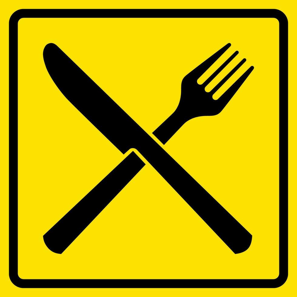 voedsel rechtbank teken, sticker met geel achtergrond, voor afdrukken, verhaallijn, snee. vector