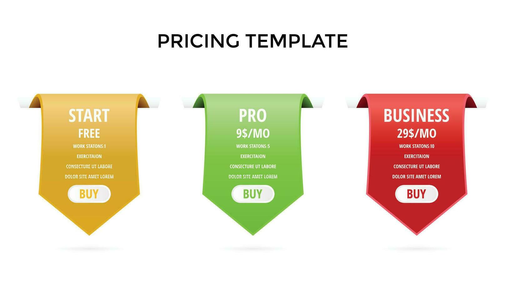 drie tarieven. koppel voor de plaats. ui ux vector banier voor web app. prijzen tafel sjabloon met drie plan type.