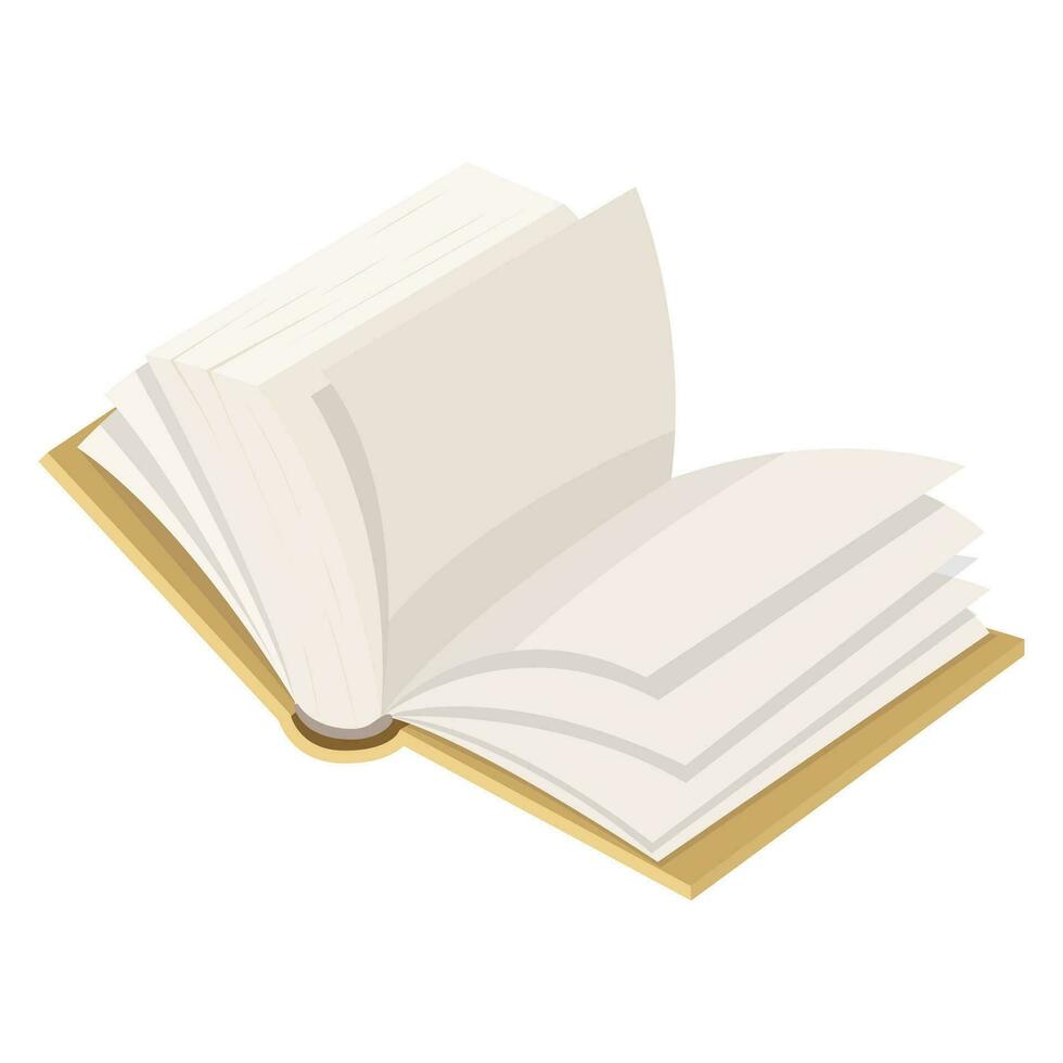 een Open boek. vector illustratie Aan een wit achtergrond.