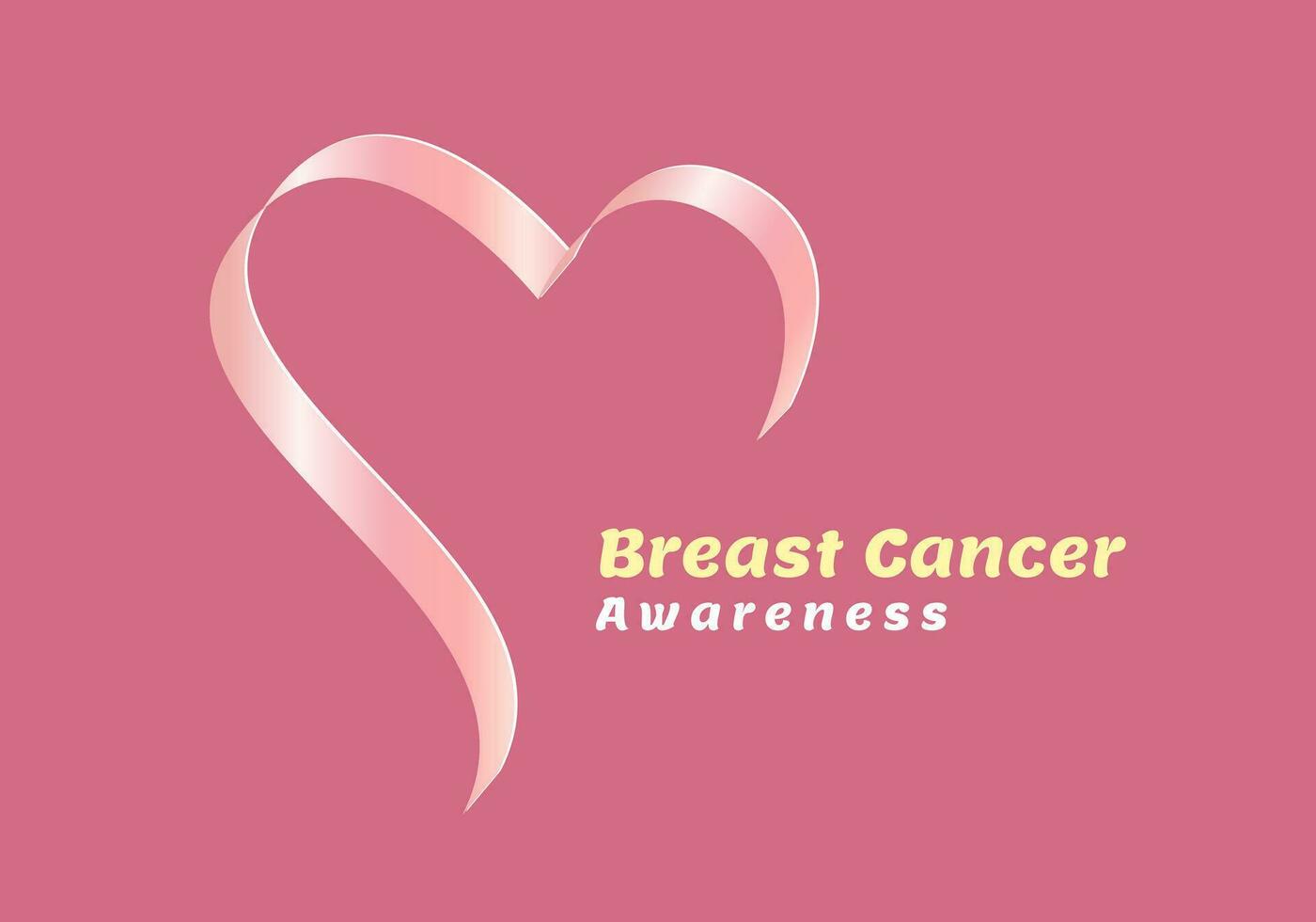 hart lint met tekst-borst kanker bewustzijn, realistisch roze lint, borst kanker bewustzijn symbool, vector illustratie