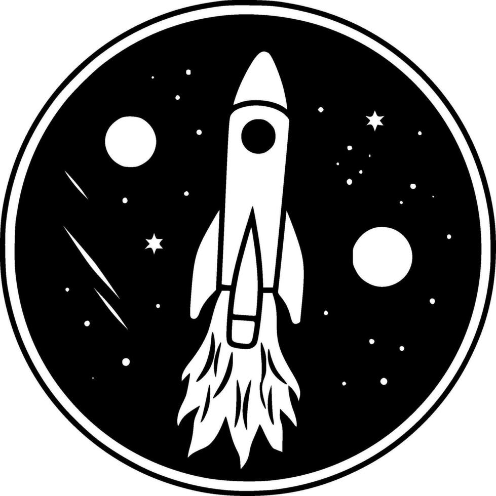 raket, zwart en wit vector illustratie