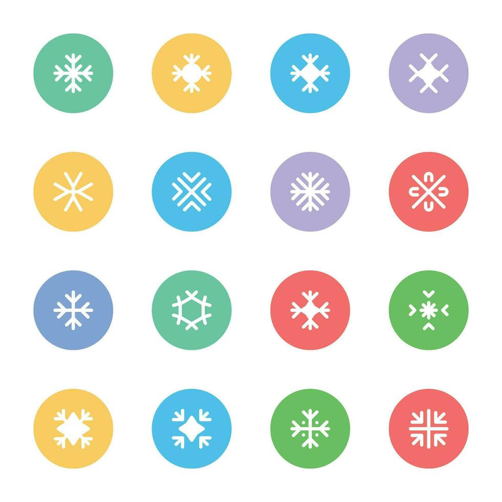 sneeuwvlok ontwerpen vlak ronde pictogrammen vector
