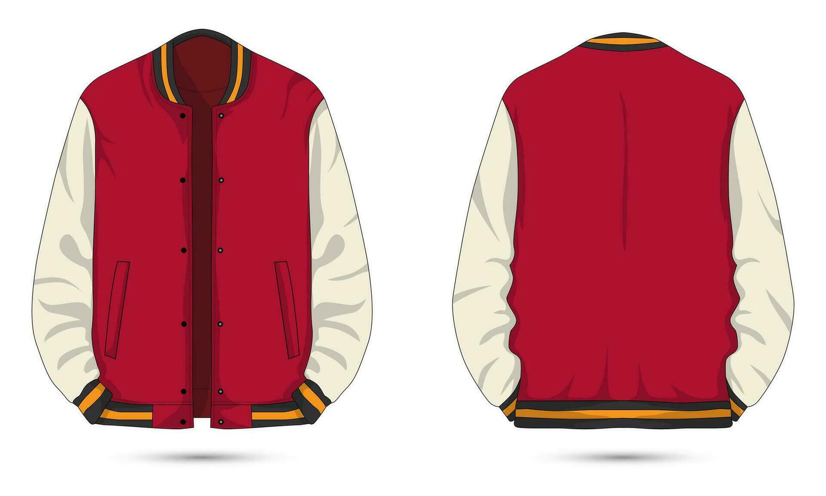 twee toon varsity jasje mockup voorkant en terug visie vector