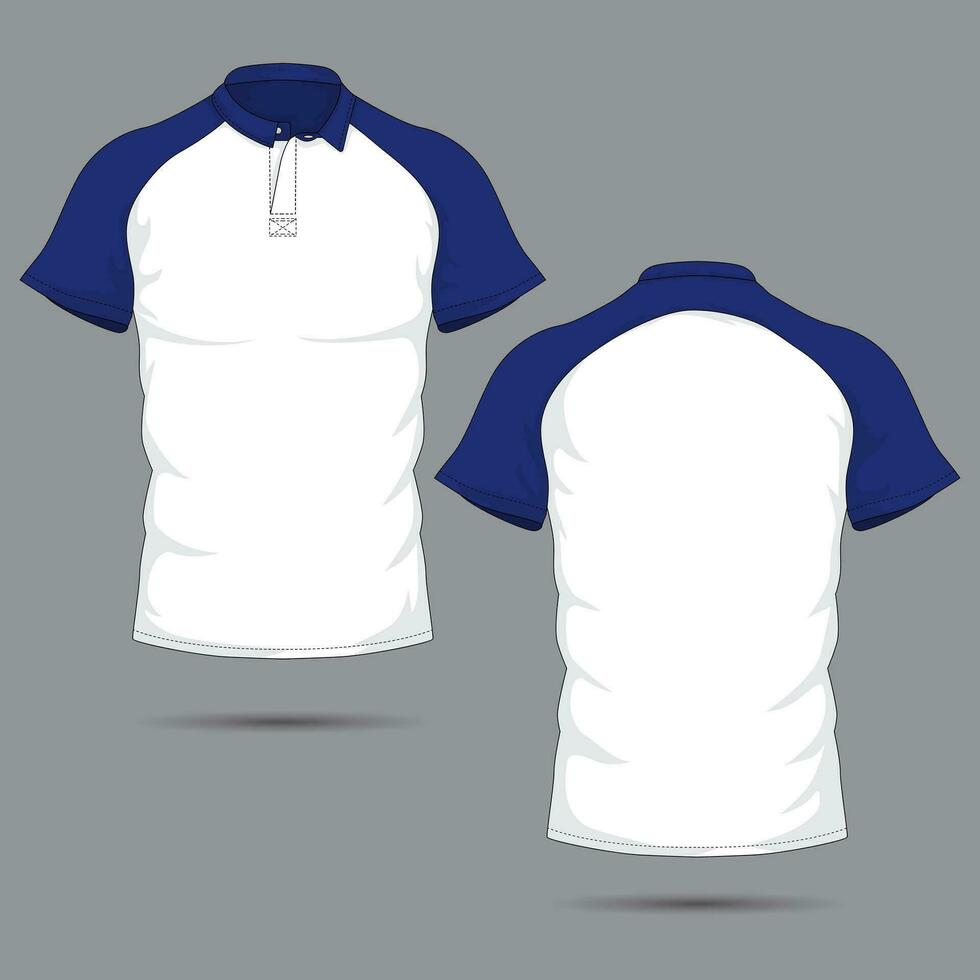 raglan mouw polo overhemd sjabloon voorkant en terug visie vector