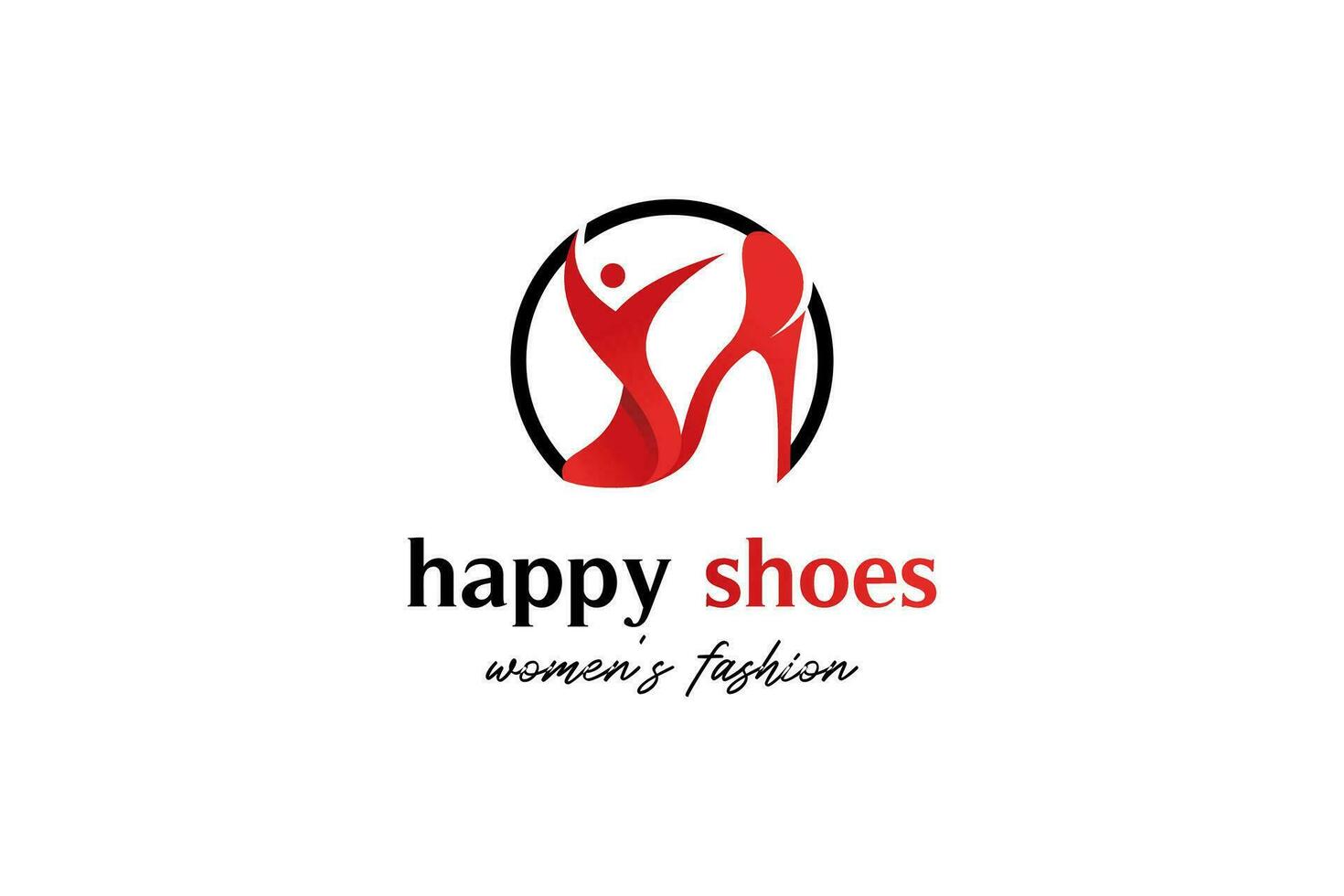 mode vrouw schoenen logo ontwerp, gelukkig hoog hakken sandalen vector illustratie