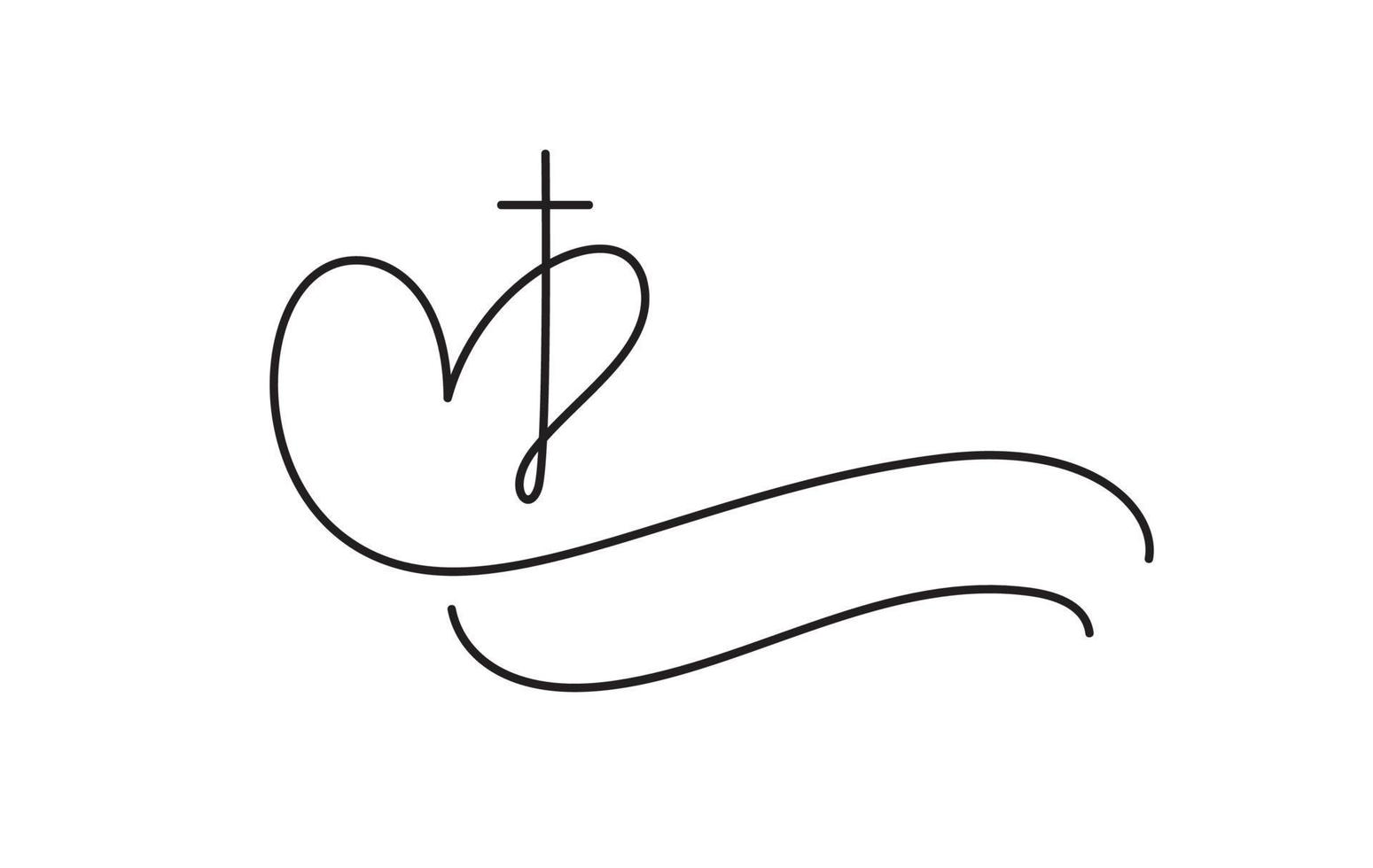 sjabloon vector logo voor kerk en christelijk kruis op hart