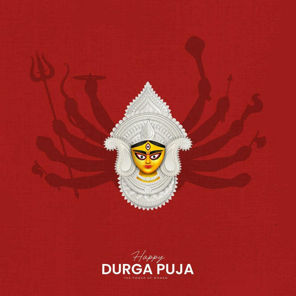 godin durga tien handen in gelukkig durga puja subh navratri banier achtergrond vector