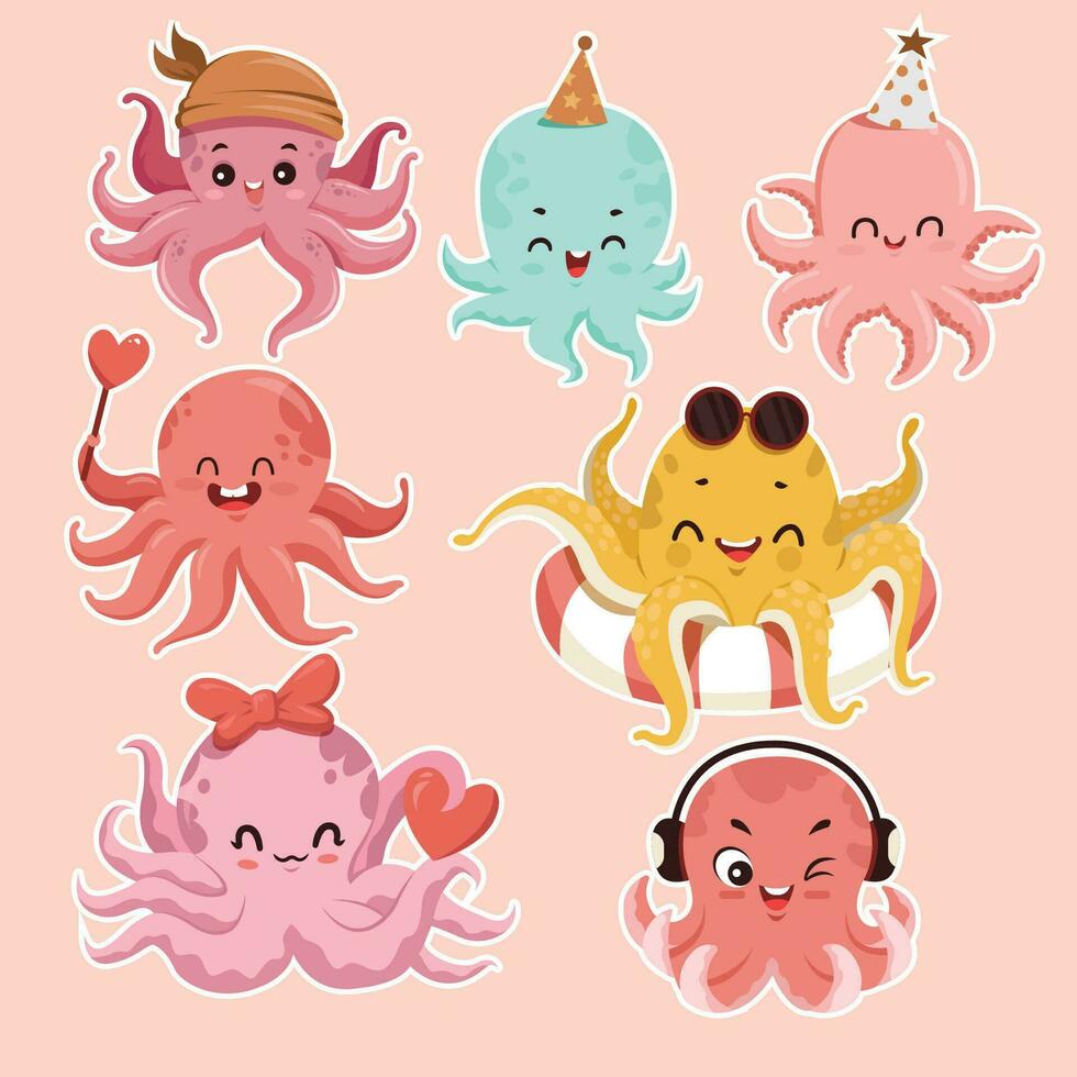 schattig weinig Purper Octopus vector, tekenfilm Octopus voor baby kleren en kleur boek vector