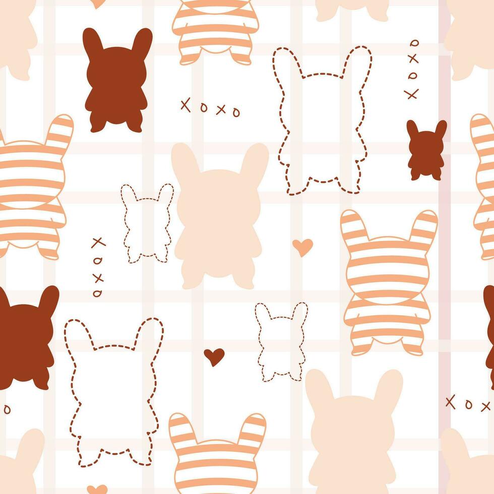 vector kawaii konijn naadloos patroon voor textiel achtergrond