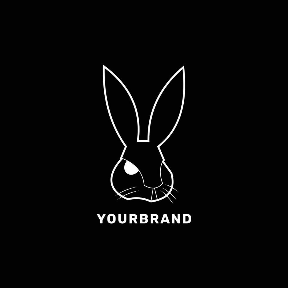 modern konijn logo icoon in zwart en wit minimalistische concept ontwerp vector bedrijf branding