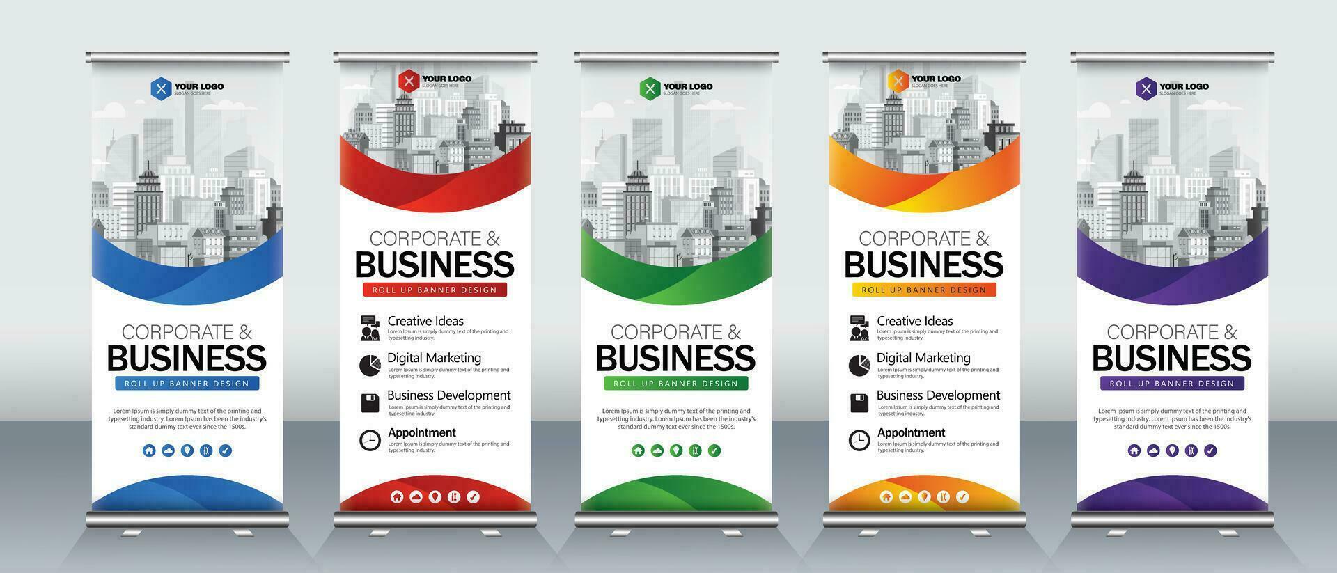 rollen omhoog banier ontwerp voor bedrijf evenementen , presentaties, X banners vector