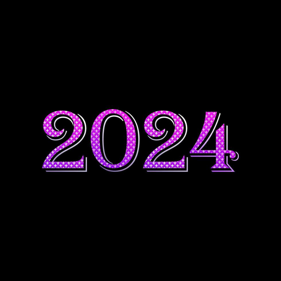 gelukkig nieuw jaar 2024 Purper. vector illustratie.