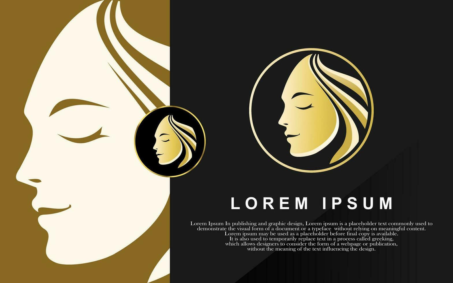 schoonheid gezicht logo, vrouw logo, natuurlijk gezicht logo, goud verloop, vector illustratie