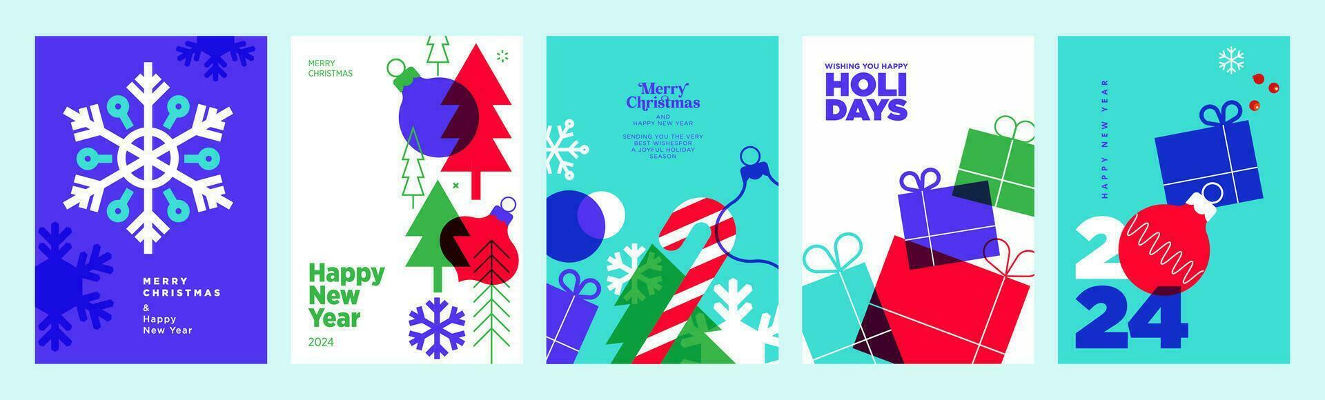 vrolijk Kerstmis en gelukkig nieuw jaar 2024 groet kaarten. vector illustratie concepten voor achtergrond, groet kaart, partij uitnodiging kaart, website banier, sociaal media banier, afzet materiaal.