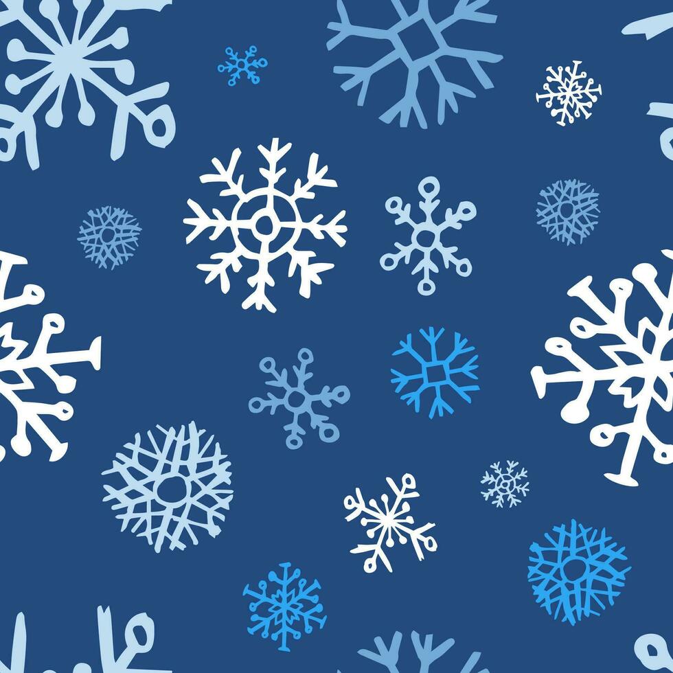 naadloos achtergrond van hand- getrokken sneeuwvlokken. Kerstmis en nieuw jaar decoratie elementen. vector illustratie.