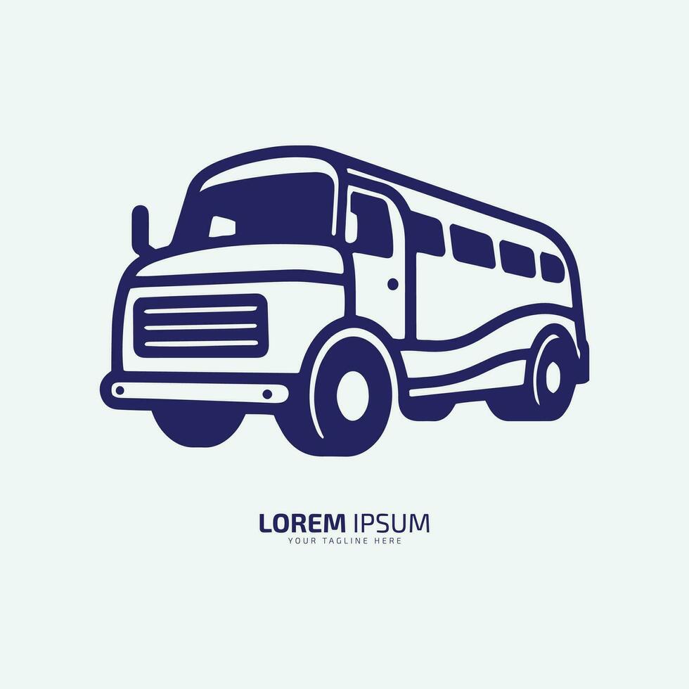 minimaal en abstract logo van bus vector school- bus icoon leerling bus silhouet geïsoleerd sjabloon ontwerp donker blauw bus