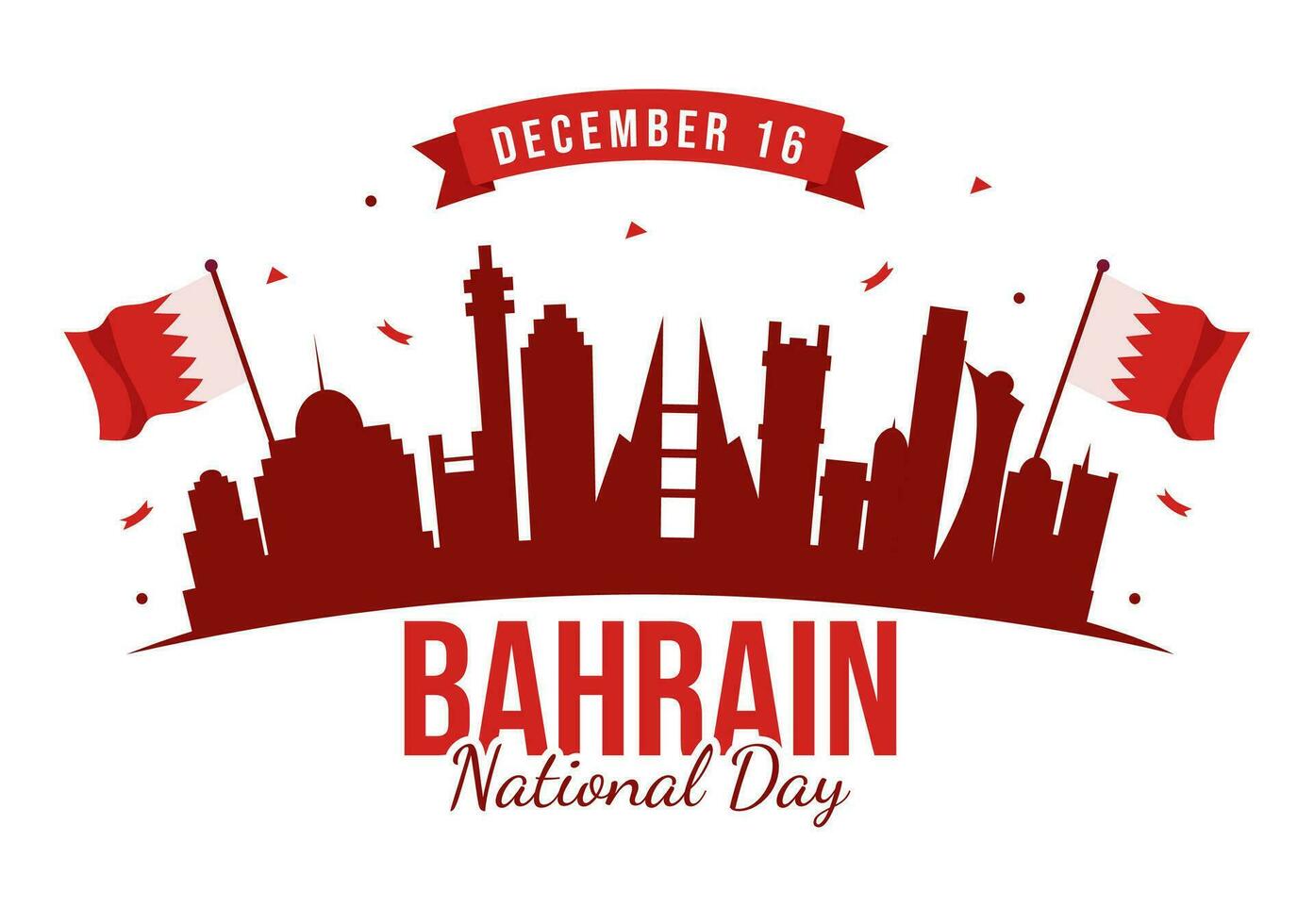 Bahrein nationaal dag of onafhankelijkheid vector illustratie Aan 16e van december met golvend vlag in vlak patriottisch vakantie tekenfilm achtergrond ontwerp