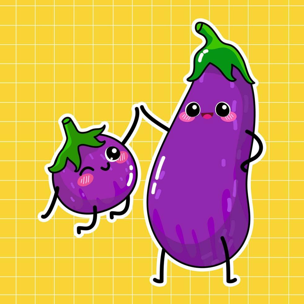 schattig aubergines vector illustratie