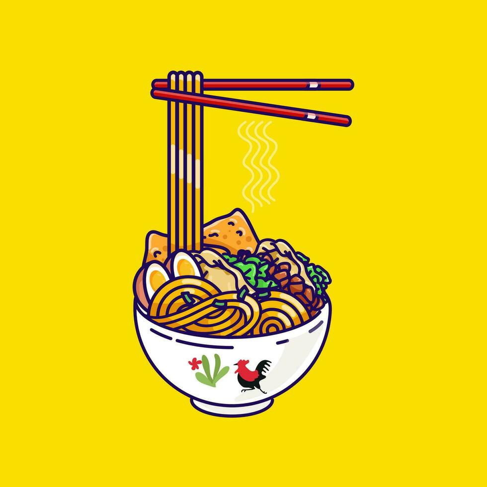 kip noodle Indonesisch voedsel vector illustratie