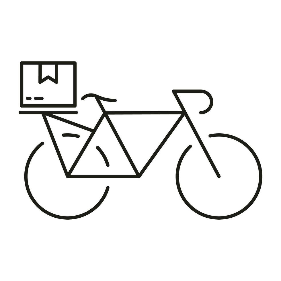 fiets levering onderhoud lijn icoon. fiets Verzending pictogram. snel pakket Verzending, uitdrukken post- vervoer symbool. kruidenier levering naar huis teken. bewerkbare hartinfarct. geïsoleerd vector illustratie.