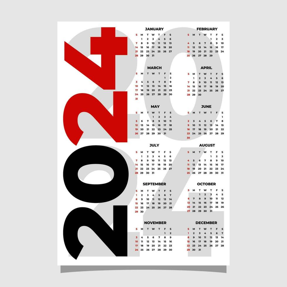 muur kalender 2024 ontwerp sjabloon vector