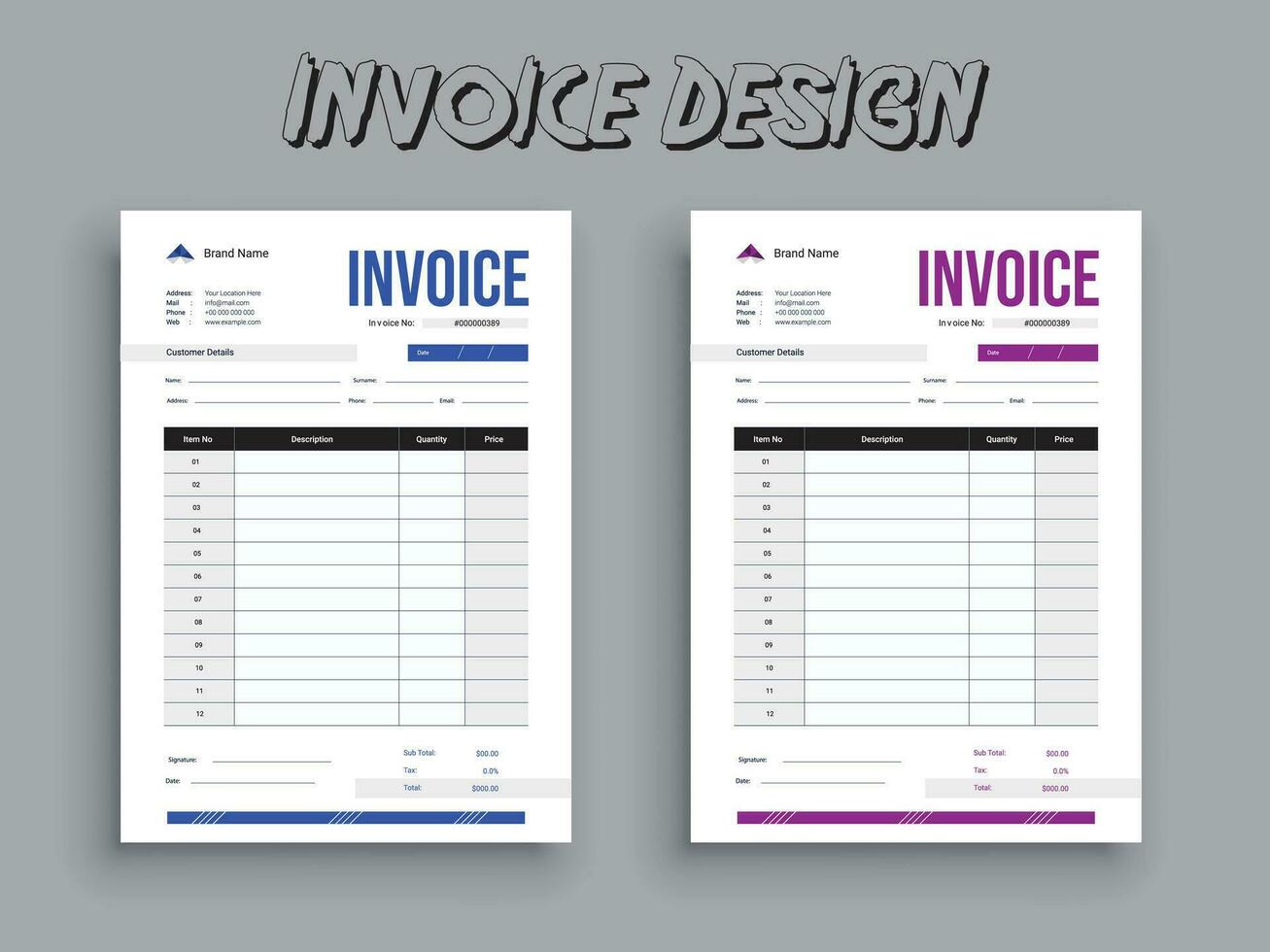 factuur ontwerp. bedrijf factuur het formulier sjabloon. geld rekeningen of prijslijst en betaling overeenkomst ontwerp Sjablonen. vector