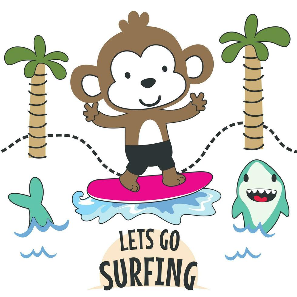 surfing tijd met schattig weinig beer Bij zomer. kan worden gebruikt voor t-shirt afdrukken, kinderen slijtage mode ontwerpen, baby douche uitnodiging kaarten en andere decoratie. vector