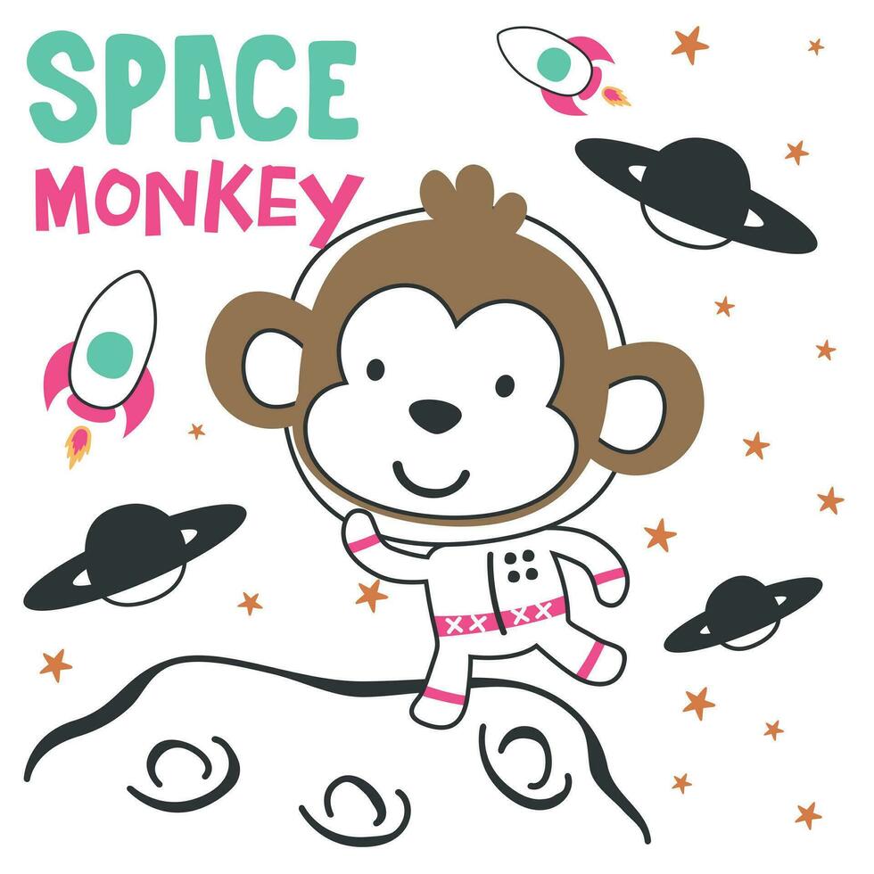 vector illustratie van schattig tekenfilm astronauten weinig dier in ruimte, geschikt voor stickers en t overhemden kinderen baby, t overhemd afdrukken ontwerp, mode grafisch en andere decoratie.