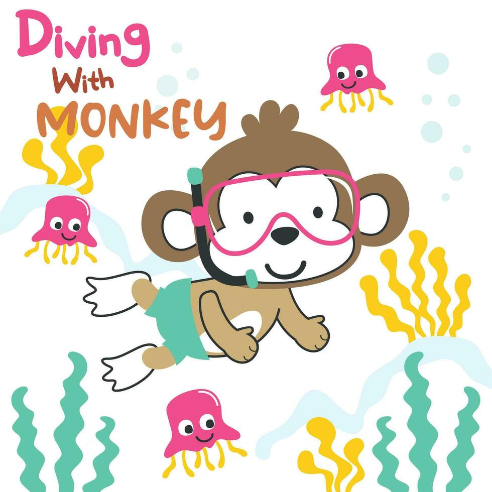 schattig dier in snorkel masker duiken in de zee geïsoleerd Aan wit achtergrond illustratie vector geschikt voor stickers en t overhemden kinderen baby, t overhemd afdrukken ontwerp, mode grafisch en andere decoratie.