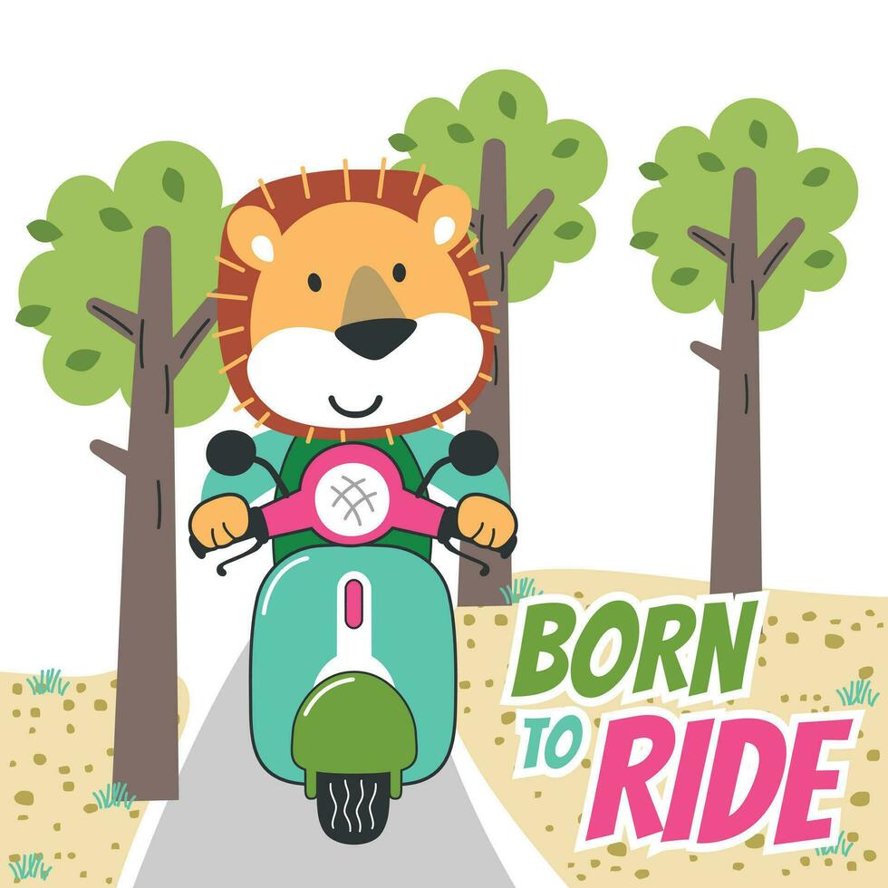 vector illustratie van schattig beer rijden scooter. kan worden gebruikt voor t-shirt afdrukken, kinderen slijtage mode ontwerpen, baby douche uitnodiging kaarten en andere decoratie.