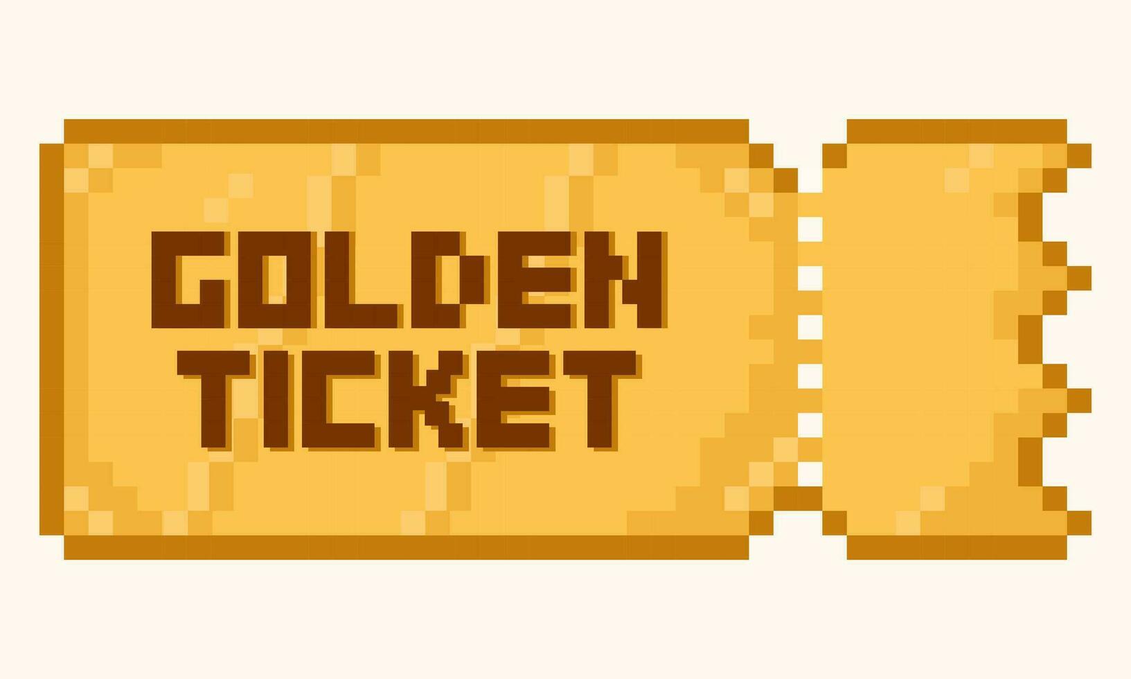 pixel coupon.gouden ticket sjabloon, vip binnenkomst vector