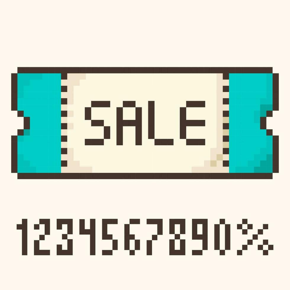 pixel coupon.verkoop ticket sjabloon, korting vector