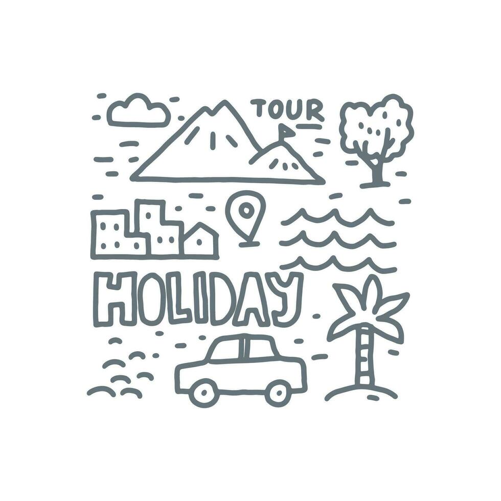 vakantie tour tekening hand- getrokken vector