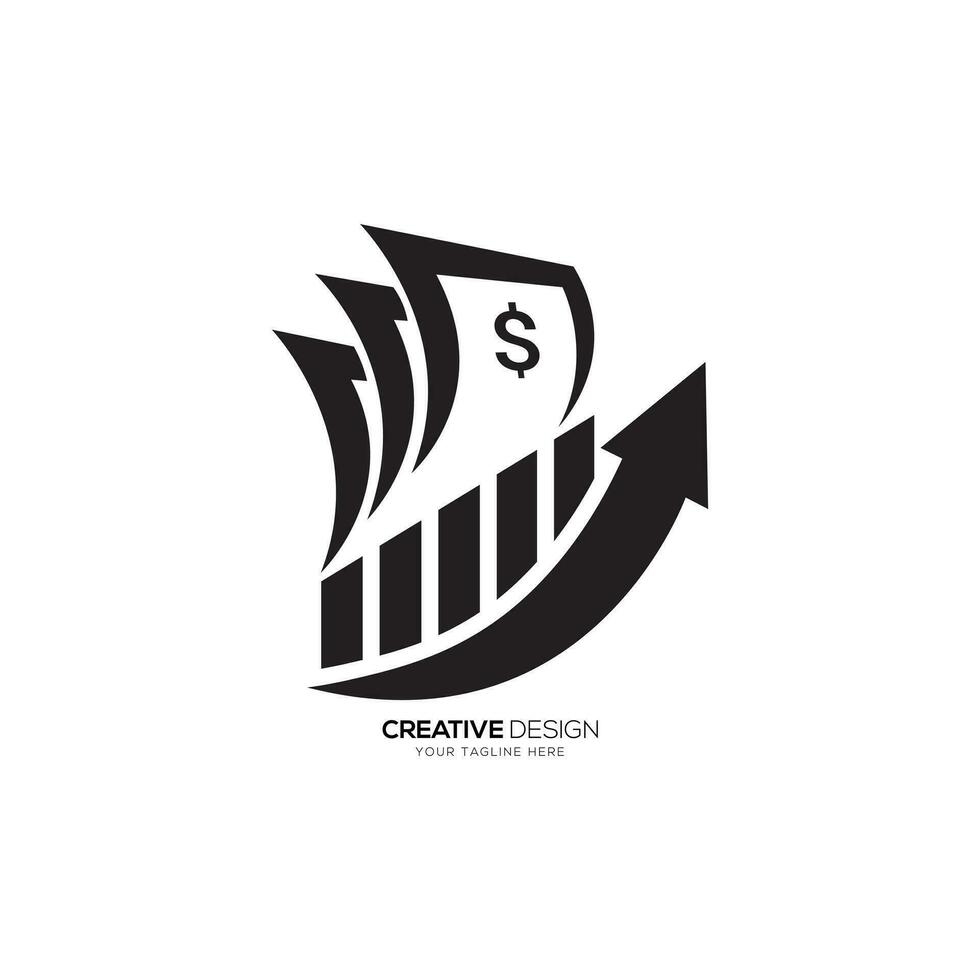 credit reparatie bedrijf groei pijl vorm met statistieken bar financieel logo ontwerp vector