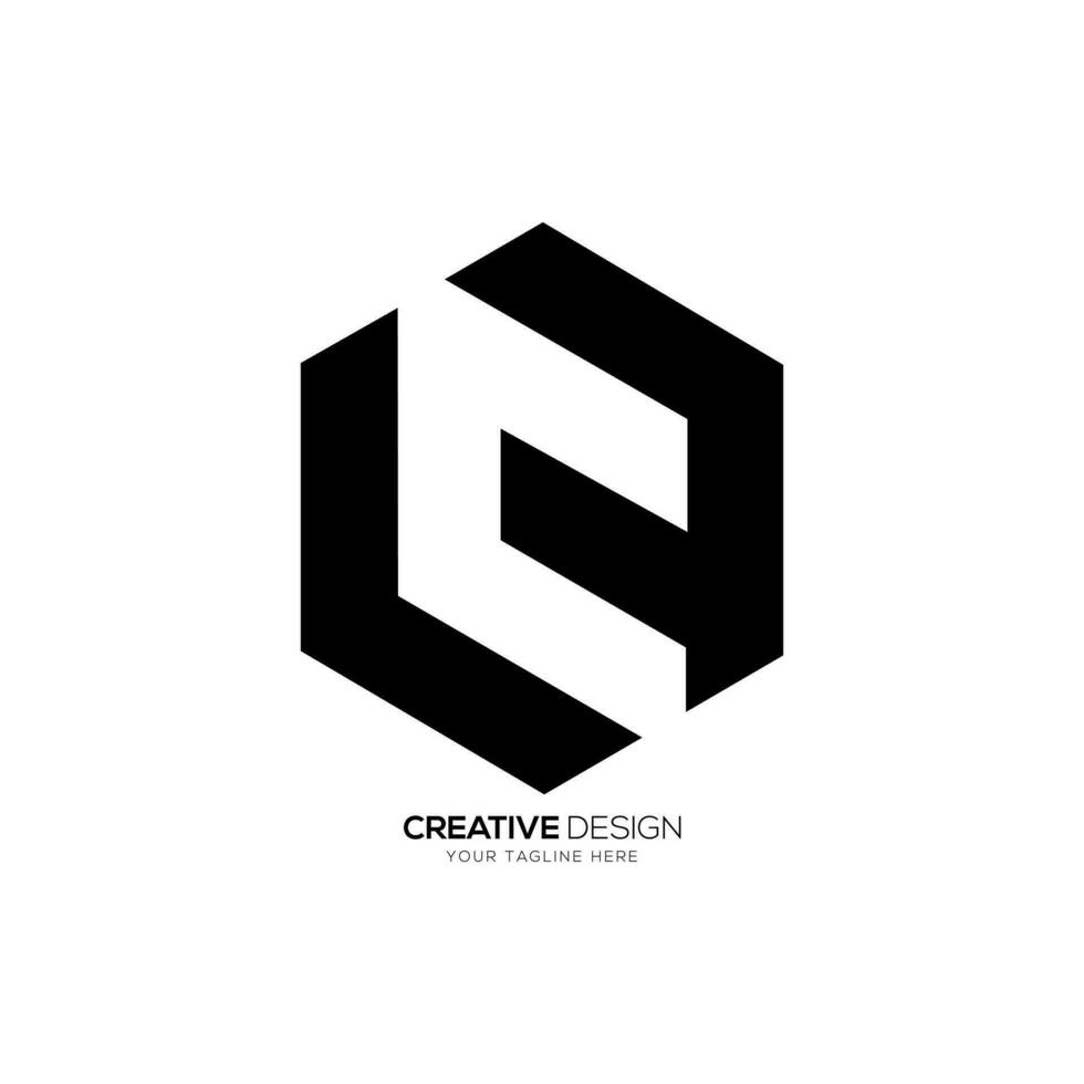 brief vgl negatief ruimte modern monogram vlak creatief abstract logo vector